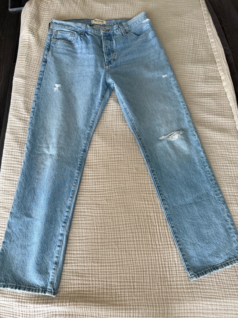 Madewell Light Blue Straight Men’s Jeans with Subtle Distress 32 x 30